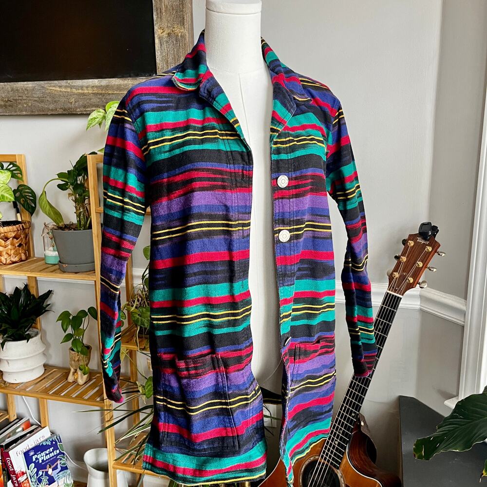 Vintage 90s Chico's Aztec Western Cotton Button Front Top Size Small